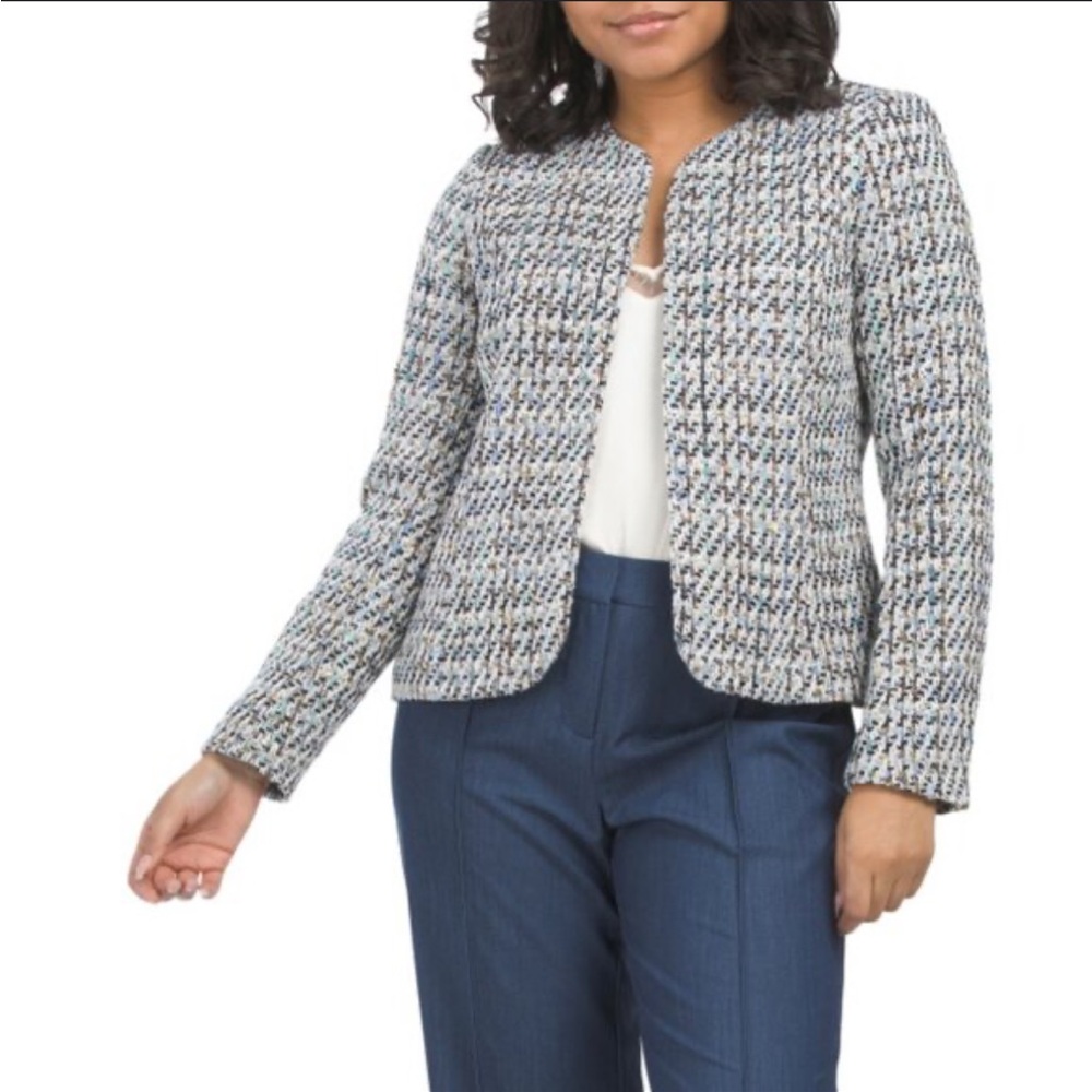 New Anne Klein Multi Tweed‎ Tulip Jacket